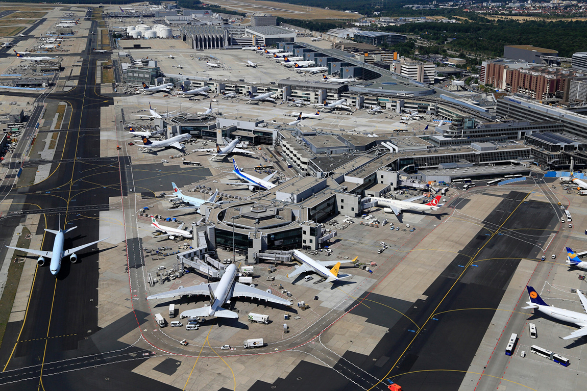 Frankfurt Germany airport airplane aircraft passenger aircraft runway aerial view 1497069