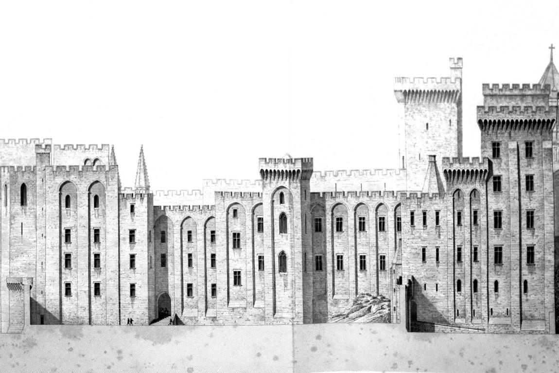 AVIGNON 3 - Bản vẽ hệ thống các tòa tháp của Palais des Papes